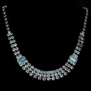 Vintage Glass Rhinestone Silver Choker Necklace